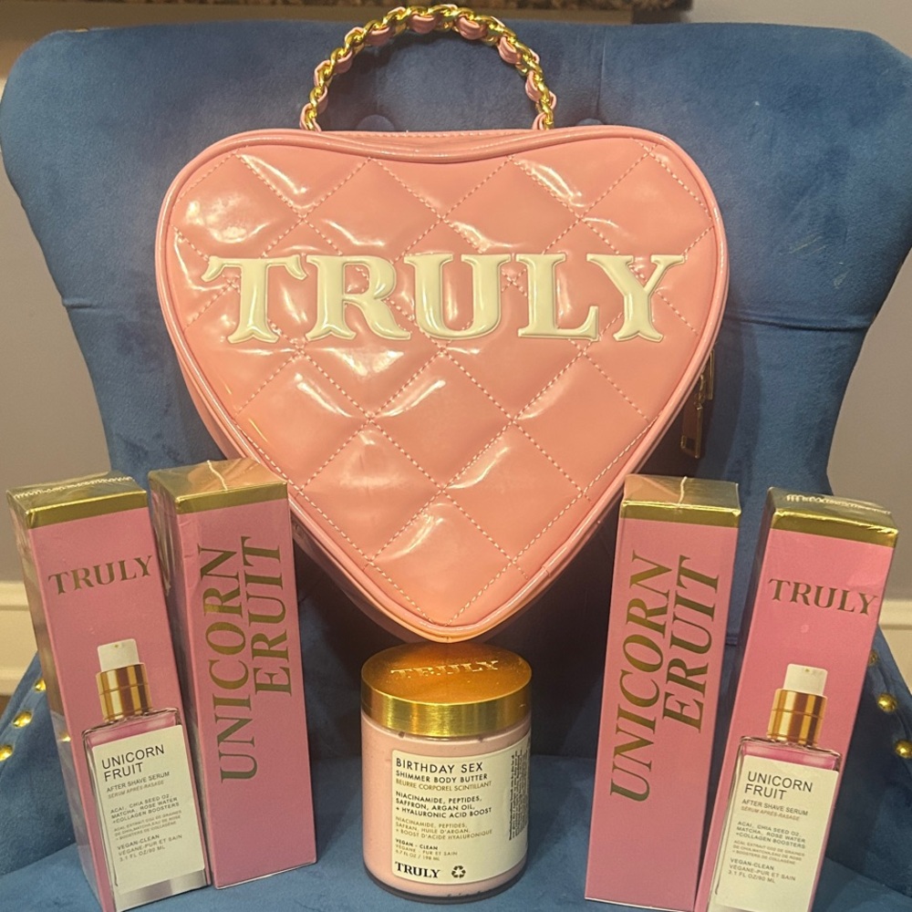 TRULY Pink Heart Bag with Skincare Collection